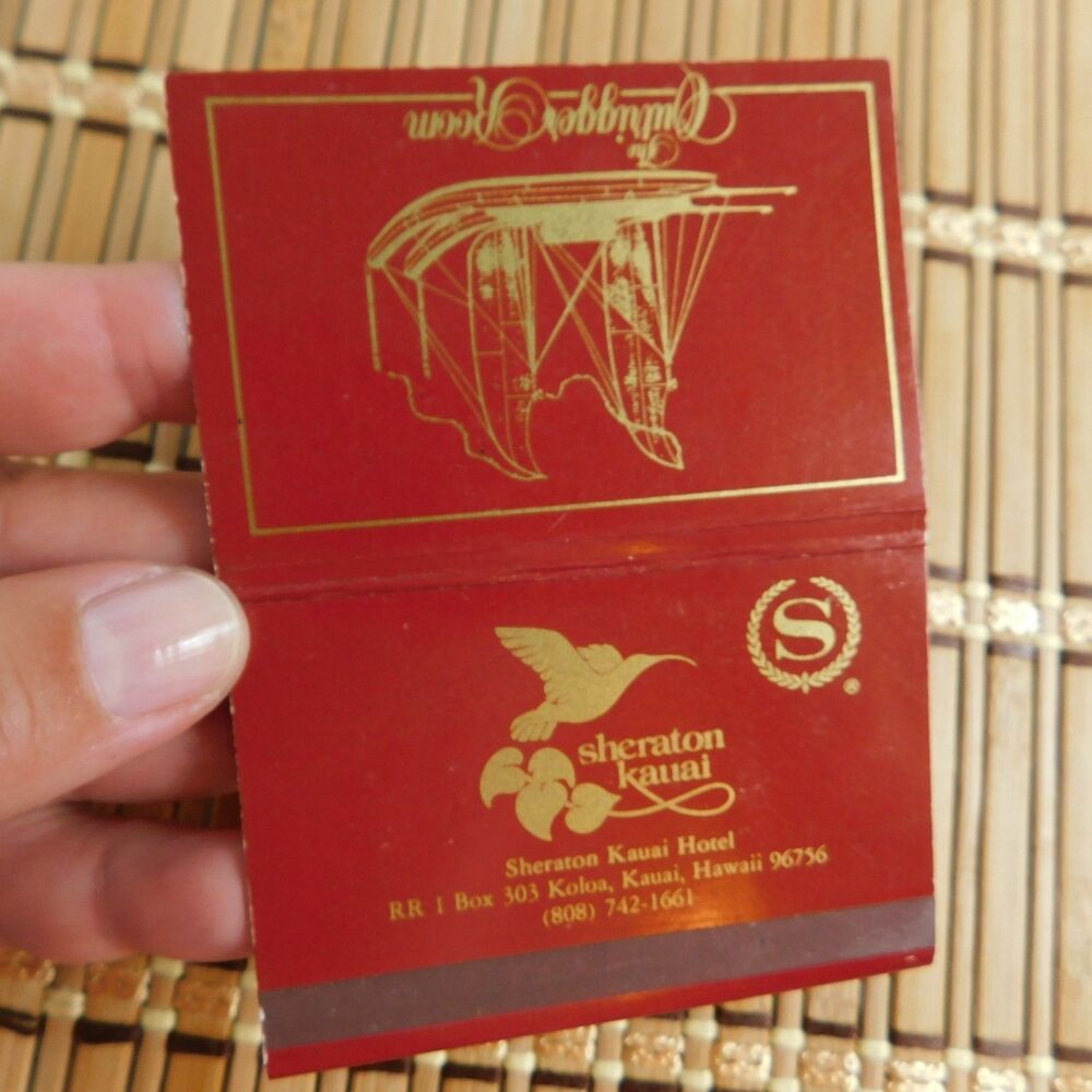 Sheraton Kauai Outrigger Room Unstruck Matchbook Wood Matches Rare Vintage NEW